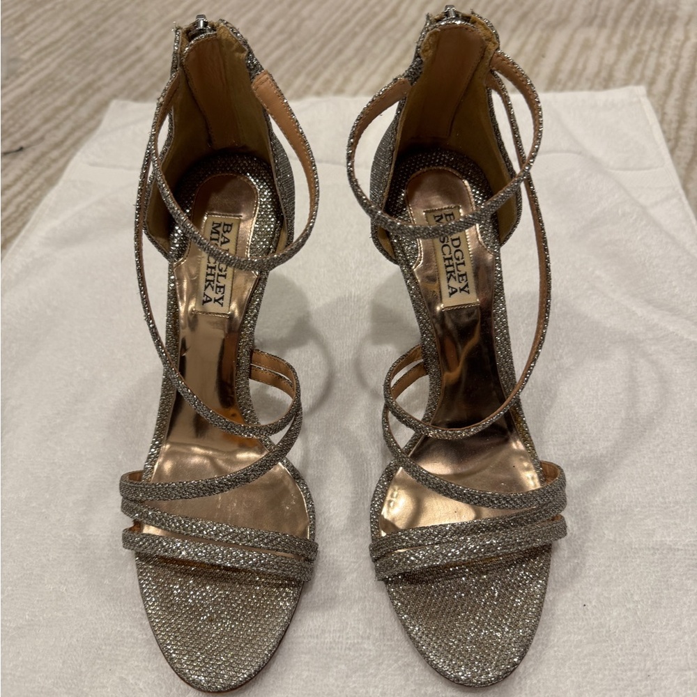 Badgley Mischka Silver Strappy Women's Heels